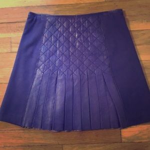 Catherine Malandrino purple pleated leather skirt